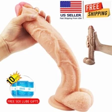 12.6'' Liquid Silicone Realistic Dildo Skin Feeling Huge Penis Suction Big-Dick