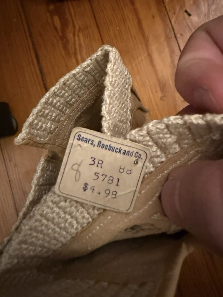 Guantes italianos vintage de cuero y ganchillo para niños — Sears Roebuck con etiqueta original Foto 2 de 4