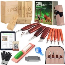 Wood Carving Kit   29Pcs Whittling Knife Set with 9 Knives, Basswood Blocks w...
