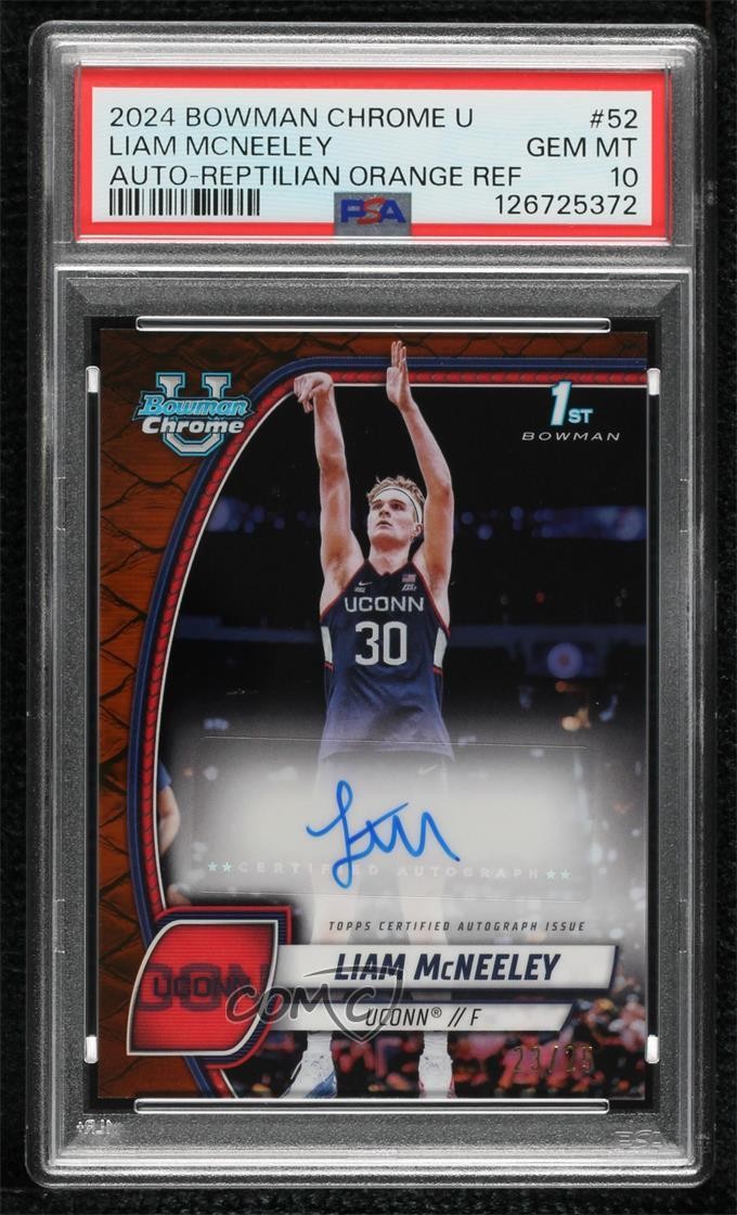 2024 Bowman U Chrome Orange Reptilian Refractor 23/25 Liam McNeeley #52 Auto 5b1