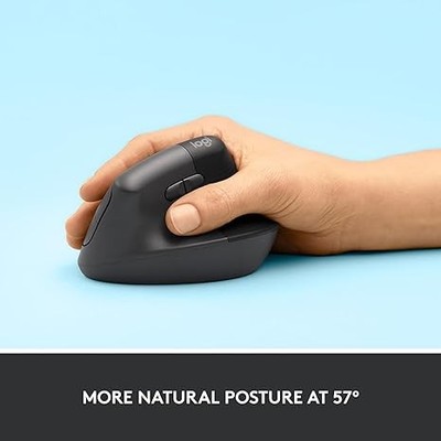 Logitech Lift Vertical Ergonomic Mouse Wireless Bluetooth 910-006466 - GRAPHITE