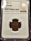 1901 INDIAN HEAD CENT NGC GRADED MS64BN BROWN NICE COLOR 1C UNC DEEP TONER