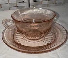 Vintage Anchor Hocking Coronation Pink depression glass teacup and saucer Set