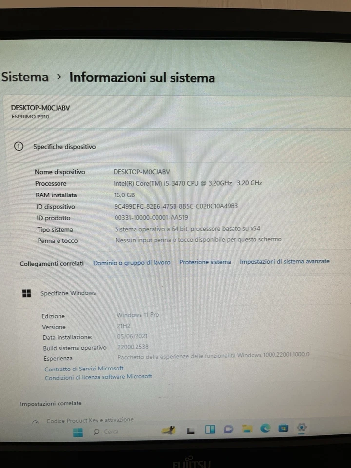 Fujitsu Esprimo P910-L Core I5-3470 / 16 GB / 500 GB HDD NVIDIA Quadro NVS 510 - Immagine 4 di 4