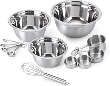 Stainless Steel Mixing Bowls Set - Nesting Bowls with Non-Slip Bottom and Easy-G