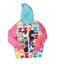 Disney Mickey Minnie Mouse Girls M Windbreaker Hooded Jacket Walt Disney World