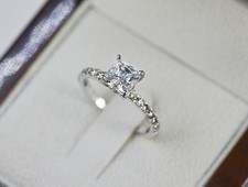 2.10Ct Princess Lab-Created Diamond Solitaire Engagement 14K White Gold FN Ring