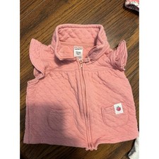 Lot of 3 Carter  s Baby Girl Hooded Quilted Vests - 2x 12M Pink  1x 24M Gray Fox