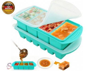 2 Stück Silikon Gefrierform mit Deckel, Souper Cubes Set mit 250/125ml |