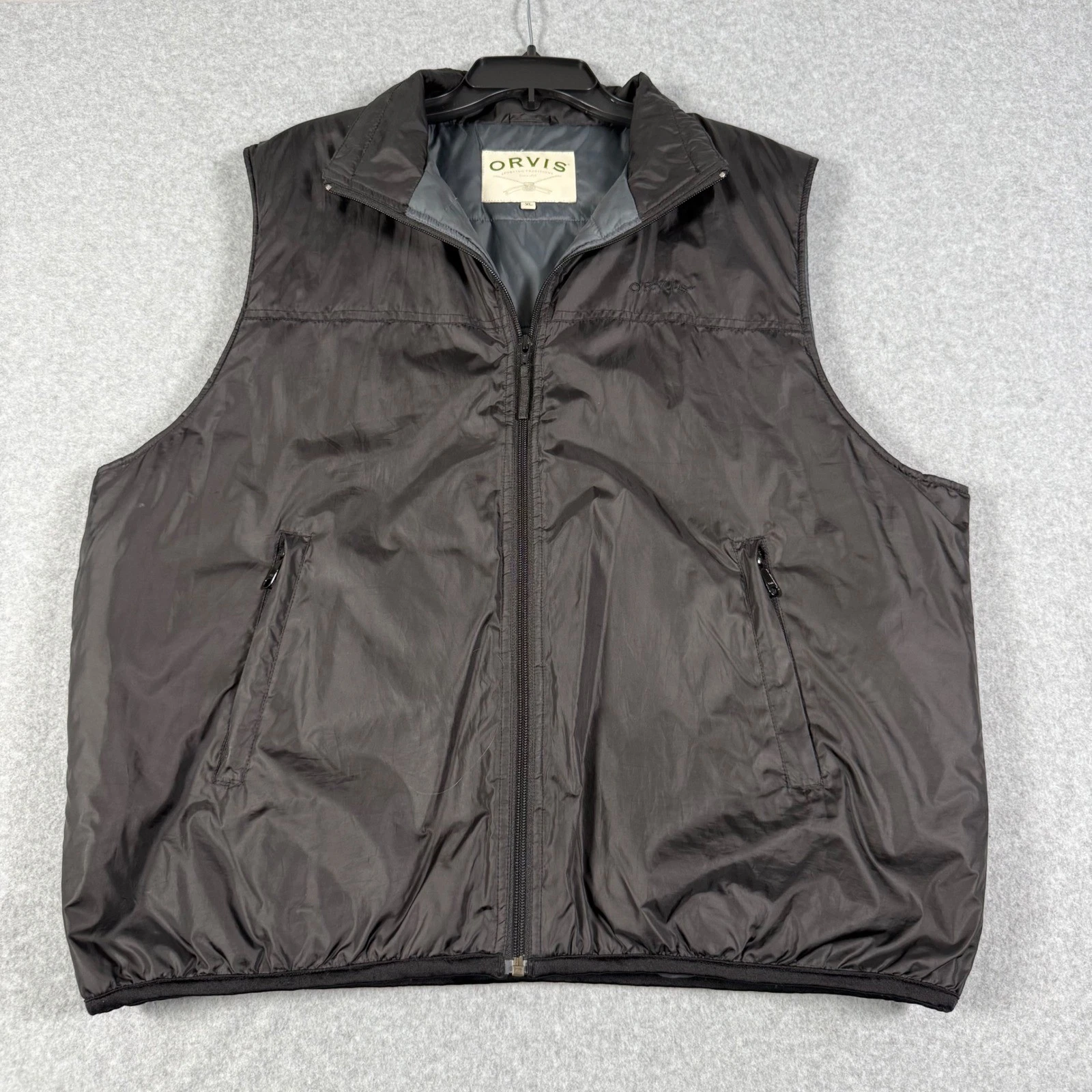 Orvis Mens Primaloft Insulated Full Zip Vest Black XL Lightweight Outdoor Puffer