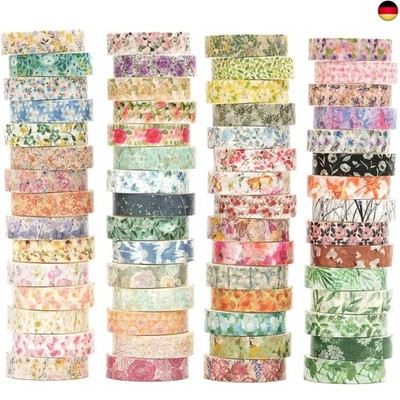 YUBX 60 Rollen Blumen Washi Tape Set Kreative Basic Dünn Dekorative Bänder für K