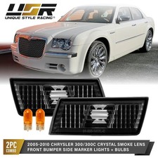 Depo Crystal Smoke Front Bumper Side Marker Lights For 05-09 Chrysler 300c300