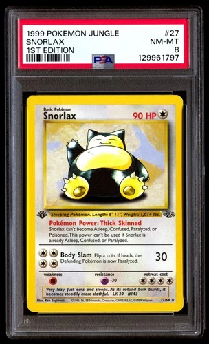 PSA 8 Snorlax 27/64 1st Edition Jungle Pokemon