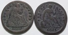 1850 + 1851-O Seated Liberty Silver Half Dimes G/VG Details, Two H10C coins