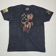 Grunt Style This We ll Defend American Flag Skull Graphic T-Shirt XXL Black