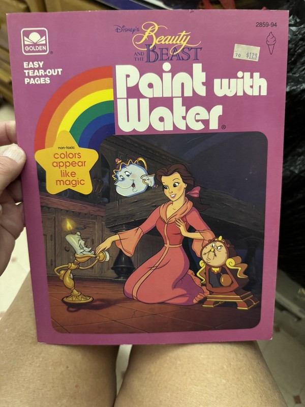 1993 Golden Books Disney Beauty and the Beast Paint with Water Book