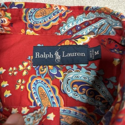Vintage Polo Ralph Lauren Shirt Men's Size M Red Paisley Button