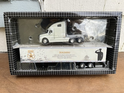 #ad PEM 1:64 Freightliner Columbia Semi Truck 53’ Dry Van Heroes Soldiers $63.98