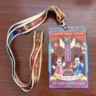 2026 Disney Lunar New Year Sip & Savor Pass Magic Key Lanyard Mickey Minnie