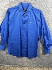 VTG General Motors Men's Shirt Size 34 16 1/2 Ike Behar New York BLUE