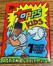 1992 TOPPS KIDS 7 Major League Baseball Cards w/1 Stick Bubble Gum NEW-SEALED