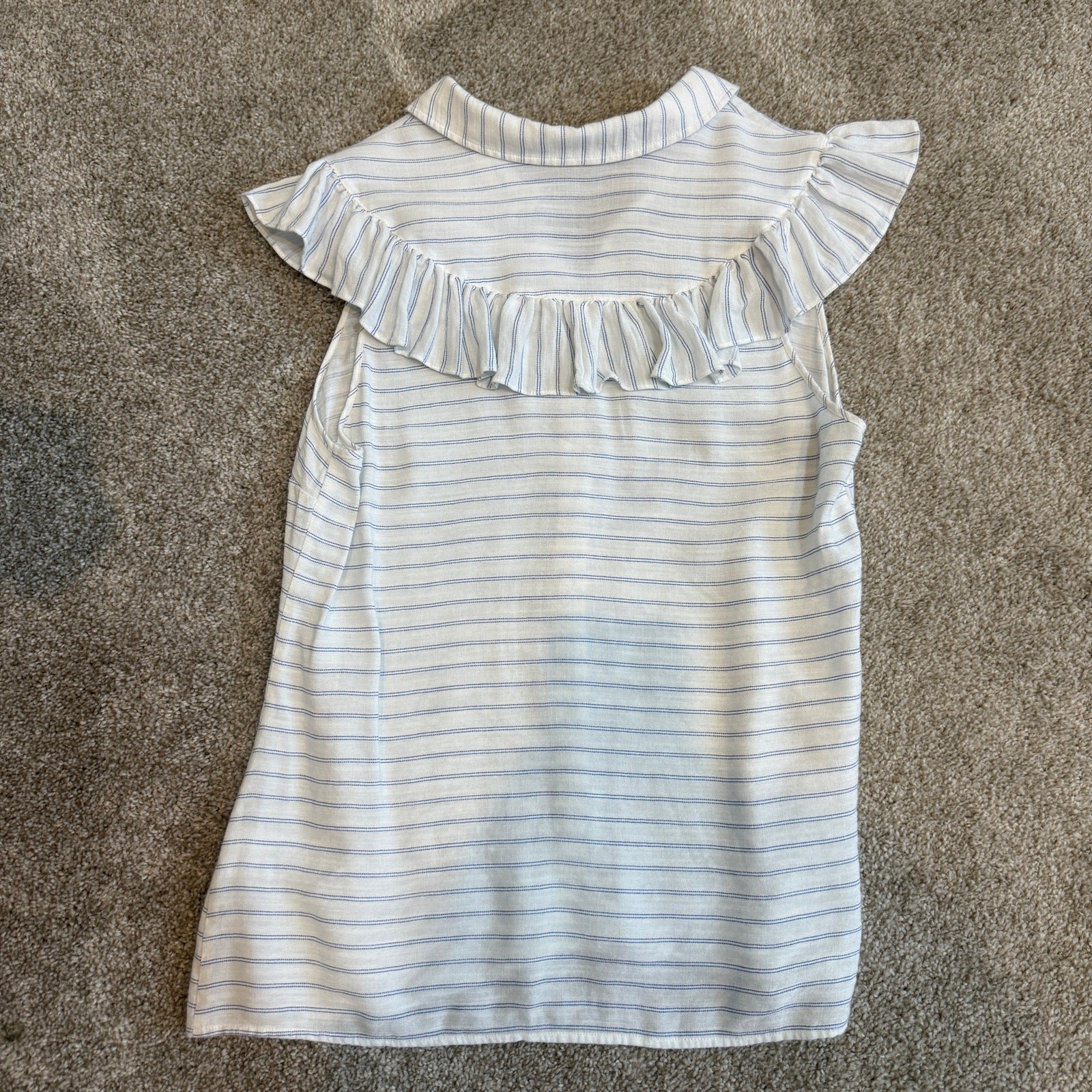 ModCloth XL ruffle collared button front striped … - image 9