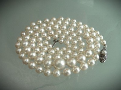 GORGEOUS VINTAGE MIKIMOTO 22'' 3.6-7.25mm GRADUATED AKOYA PEARL