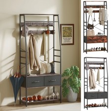 Coat Rack with Shoe Storage and Bench, 6-In-1 Hall Tree