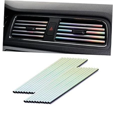  20 Pieces Car Air Conditioner Decoration Strip for Vent Outlet, Shiny Silver