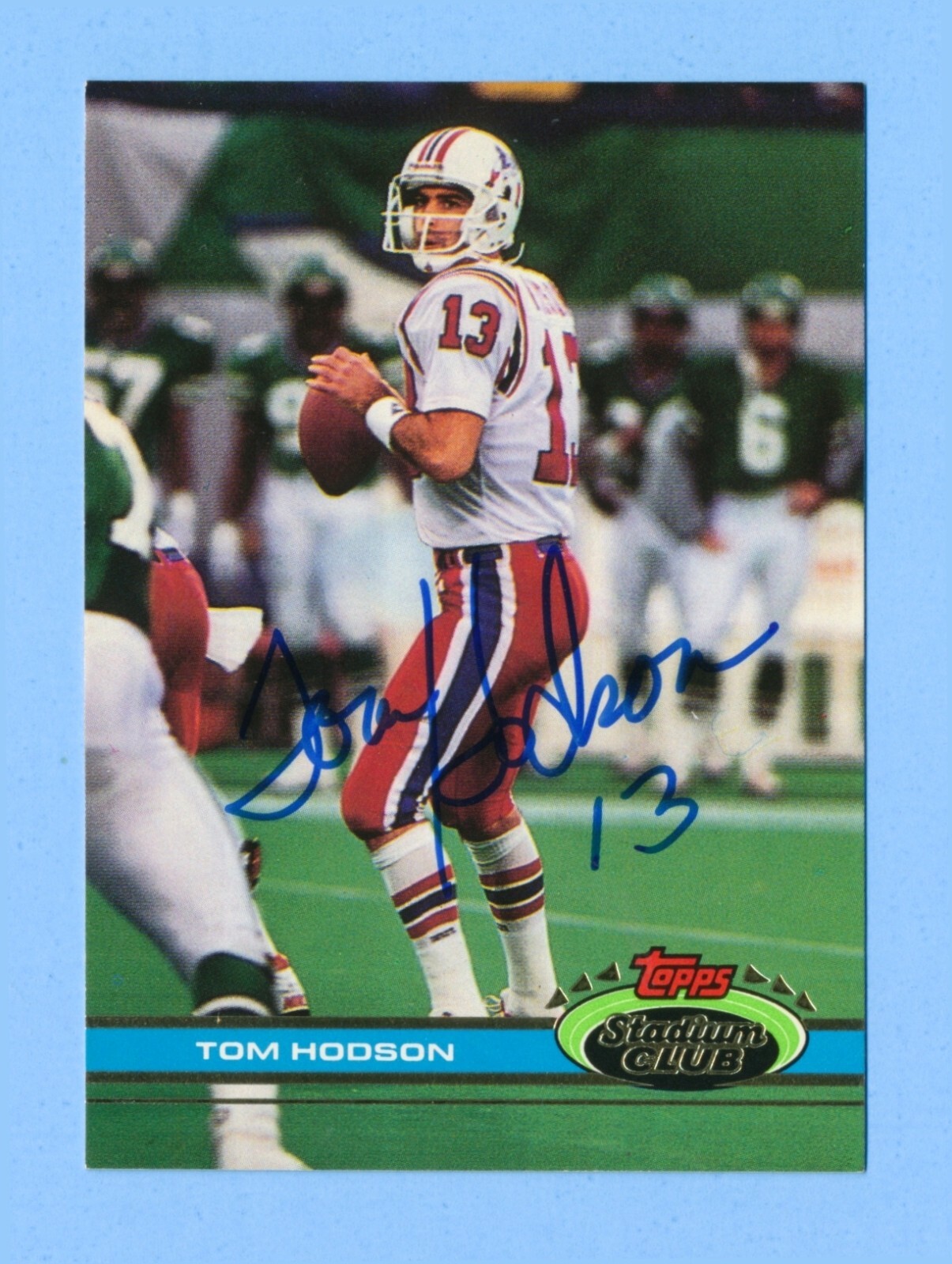 Tom Hodson - Signed/Autographed - 1991 Topps Stadium Club Card #302 - Patriots