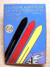 GERMANY - NORDIC SKI CHAMPIONSHIP SCHWARZWALD 2-6 FEB. 1955 GREAT ENAMEL BADGE