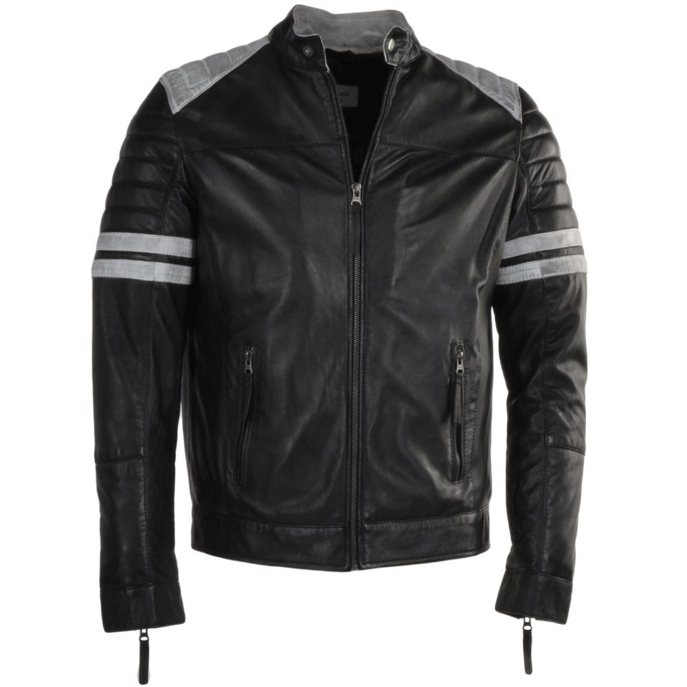 Men's Black Stylish Festive Leather Biker Jacket