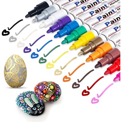Marker, Permanent Marker Set, , 12 Farben, Lackstift, Glas, Holz, Metall, Ste...