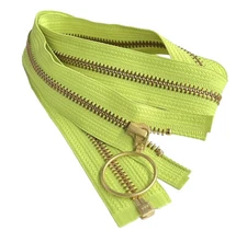 YKK #5 28" or 29" Brass with Ring Cramper Pull Metal Jacket Zipper Separating 