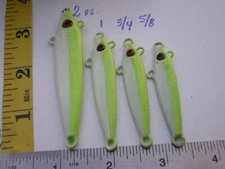 12 PCS ANCHOVY FISH JIG/SPOON STYLE 5/8, 3/4, 1, 2 OZ. 3ea CHART/WHITE-4 EYELETS