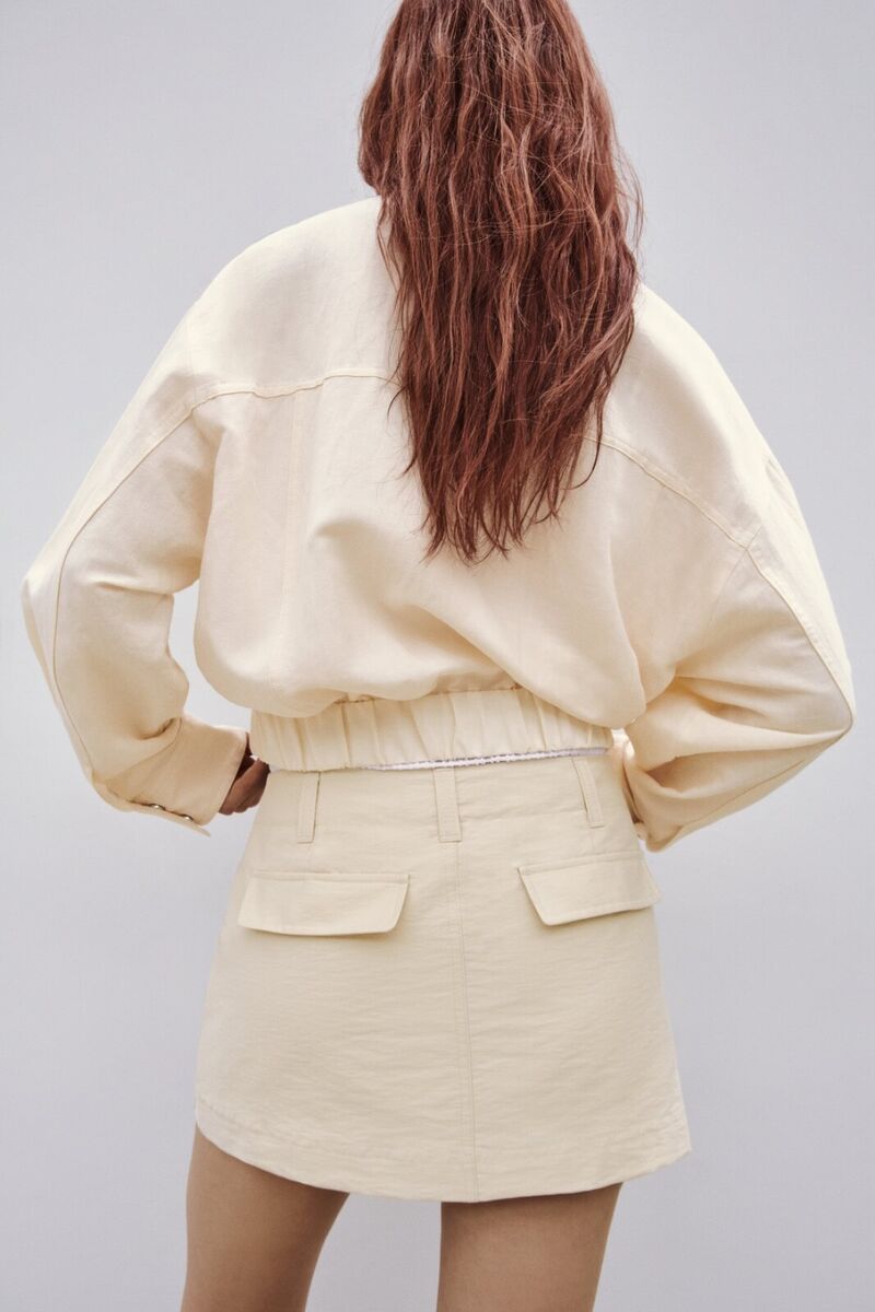 NWT ZARA $70 Linen-Blend Bomber Jacket w/ Pockets Light NWT ZARA $70 Linen-Blend Bomber Jacket w/ Pockets Light