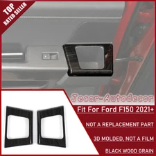 Rear Door Handle Cup Holder Storage Frame Cover Trim For Ford F150 21+Black Wood