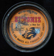 Vintage Simoniz Wax Can "Motorists Wise ~ Simoniz a New Car"