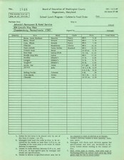 Hagerstown Maryland 1967 Letterhead School Cafeteria Order Form Hotel Green *P10