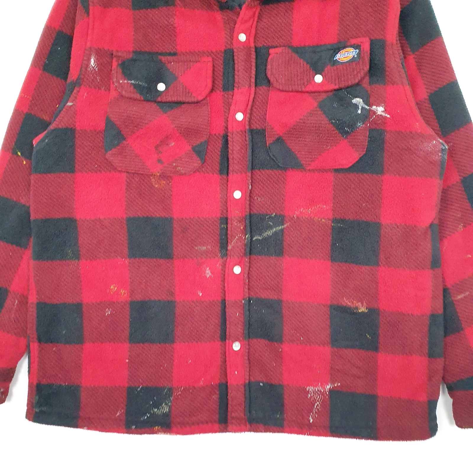 DICKIES Bomber Jacket Coat Insulated Workwear Check Fleece Mens S image 4