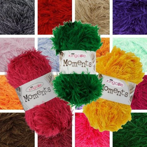 ❤ King Cole Moments Double Knit Fluffy Furry Eyelash Knitting Wool Yarn 50g Ball