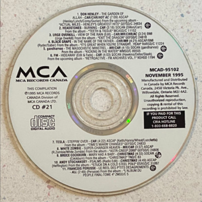 MCA Records Canada CD Compilation #21 by Various Artists (CD, Dec. 1994)
