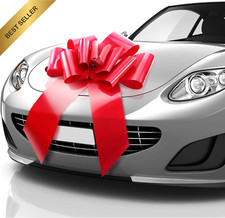 Big Car Bow 30 Inch, Giant Huge Birthday Red Gift Bow for Car, with 2 Suction Cu