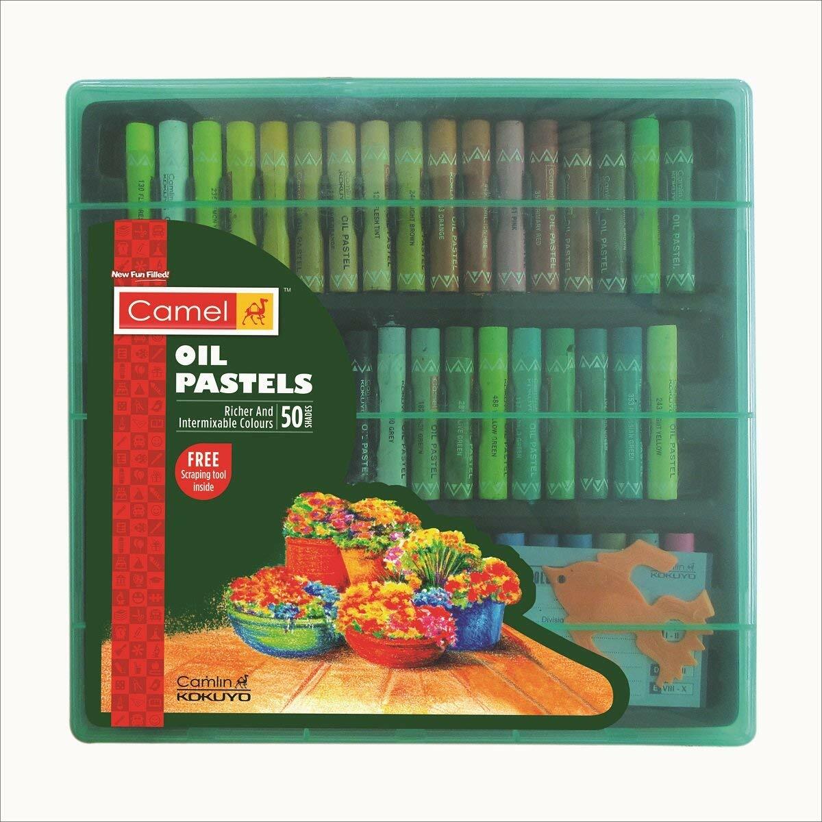 Camel Camlin Oil Pastel with Reusable Plastic Box , Pastel colours 50 shades .