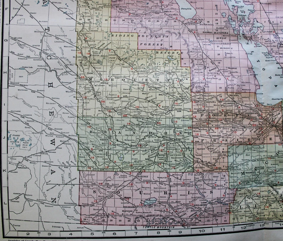 PÁGINA MAPA ATLAS COMERCIAL RAND MCNALLY PROVINCIA DE MANITOBA CANADÁ 1913 VINTAGE Foto 3 de 4