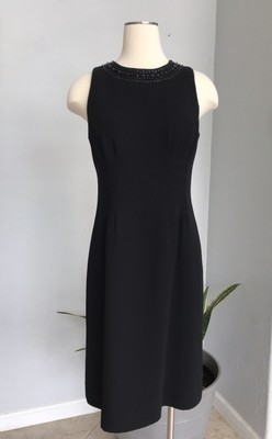 TALBOTS Petites 10 Sleeveless Black Sheath Dress Elegant Size 10p Career Dress