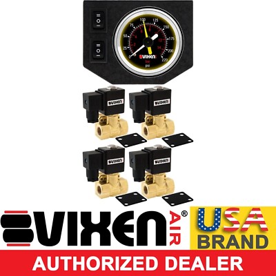 3/8'' NPT AIR VALVES SOLENOIDS W/ DUAL NEEDLE GAUGE/2 SWITCH SUSPENSION/AIR RIDE