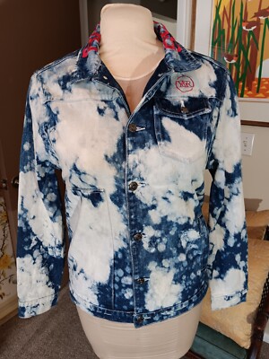 Men's Sz S Young Reckless Bleached Denim Jacket Collar