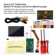 TV OUT Mod Drop in IPS LCD Full 3.0 Inch Screen Kit For GBA SP -White Lens