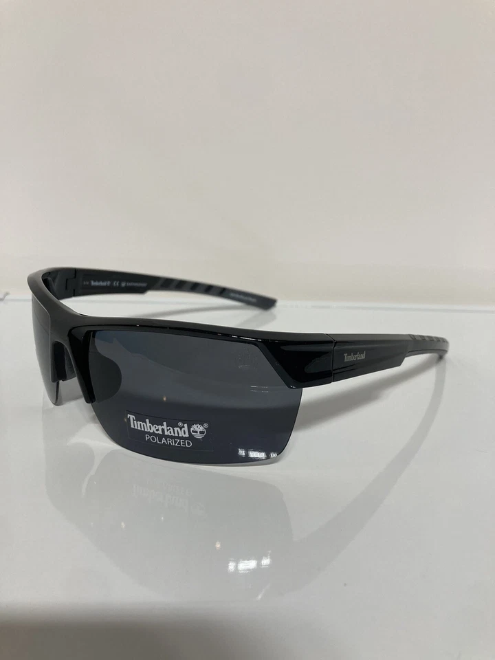 NUEVO EN CAJA Gafas de sol Timberland polarizadas TB9193 01D negras envolventes semi-sin montura Foto 2 de 4